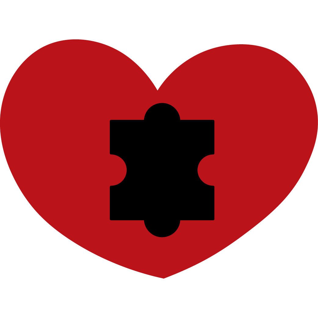 01 Red heart with a dark missing puzzle
