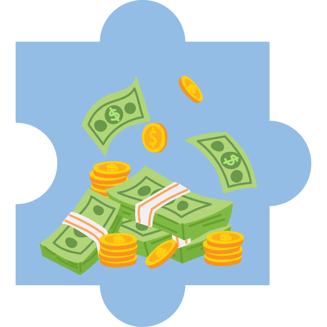03 Puzzle Piece with a money design